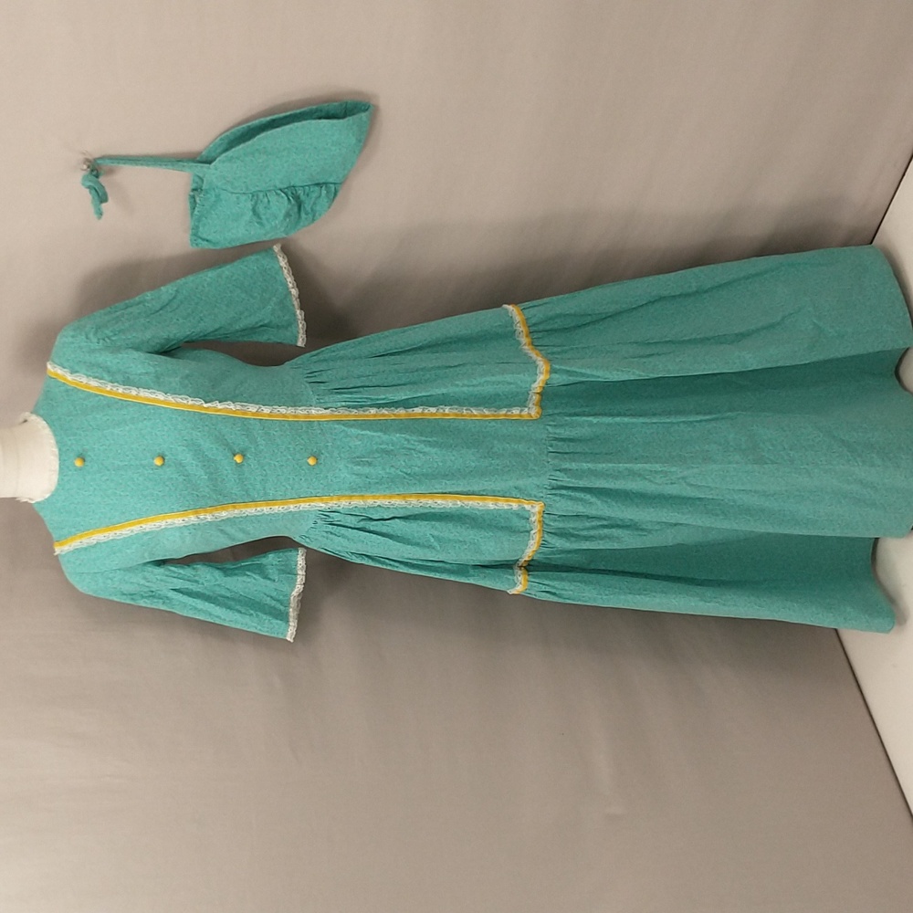 Reenactment Calico Cotton Prairie Dress Handmade OOAK 19th Century Look Costume